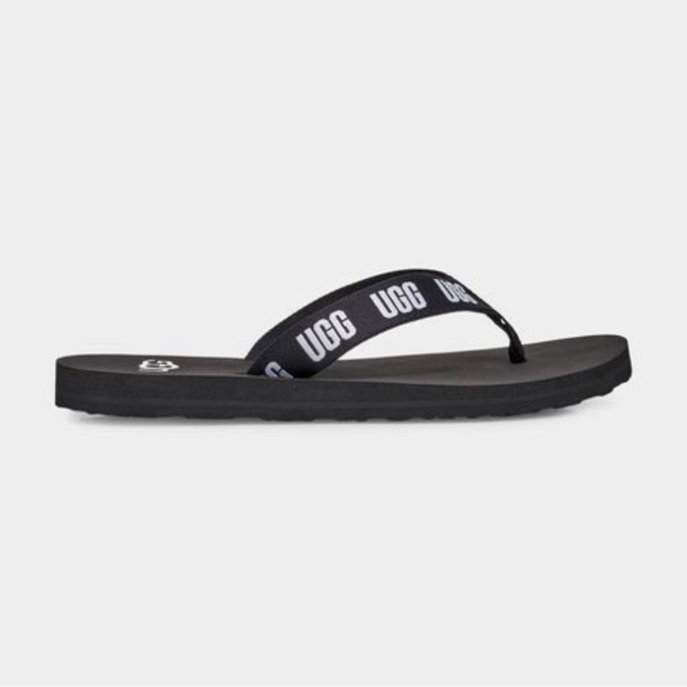 Ugg Flip Flops Womens Sandals Shoes Logo Graphic Black & White Ladies New